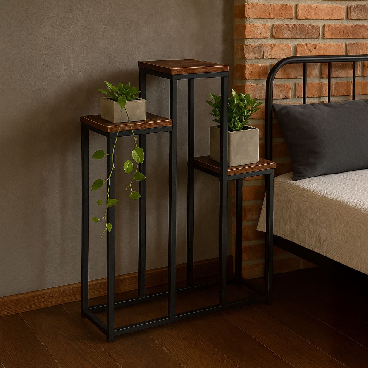 Kwietnik stojący stojak na kwiaty ozdoby 3 półki loft ModernHome