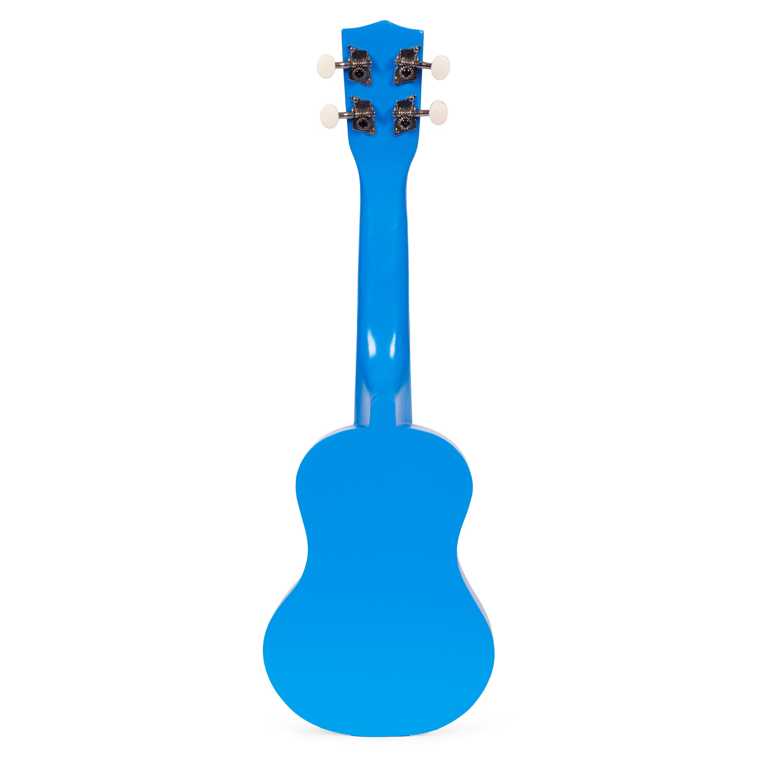 Gitara ukulele dla dzieci drewniana 4 struny nylonowe kostka do gry ECOTOYS niebieska