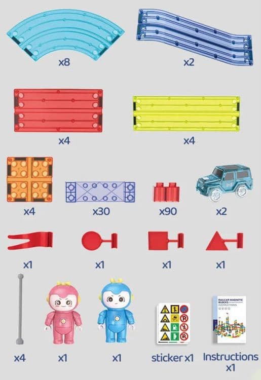 Tor dla aut klocki magnetyczne komplet 154 elementy autka LED