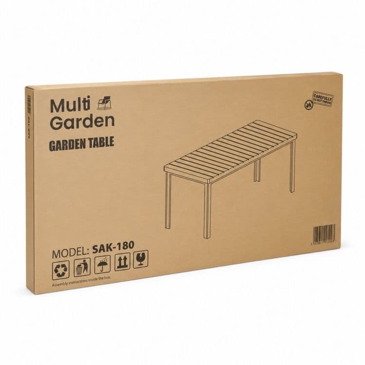 Duży stół ogrodowy 8-osobowy 180x90 cm na taras ogród brązowy blat MultiGarden