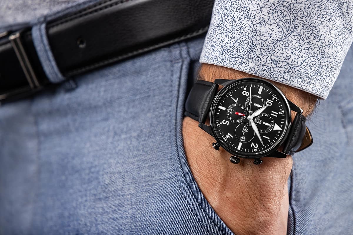 Zegarek Męski Giewont Chronograph Sapphire Czarny GW5630-A1