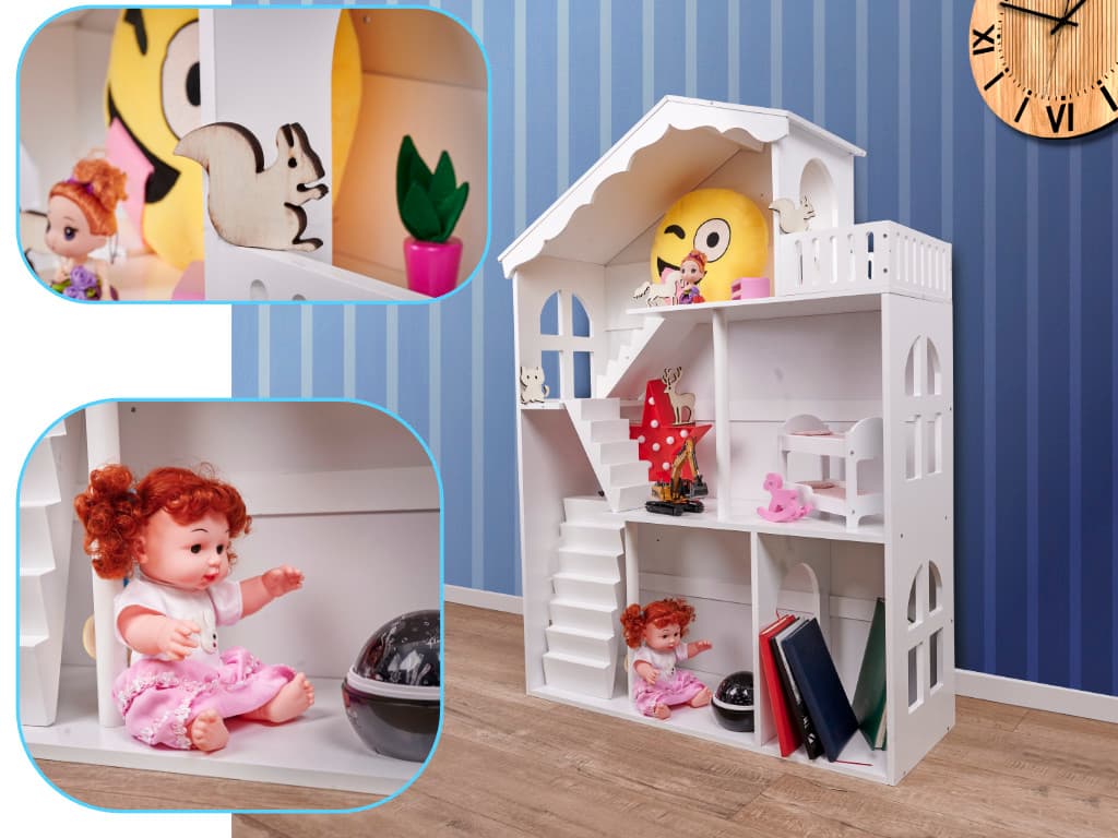 Regał na książki dla dzieci półka domek na zabawki 2w1 lulilo calla 116cm XXL