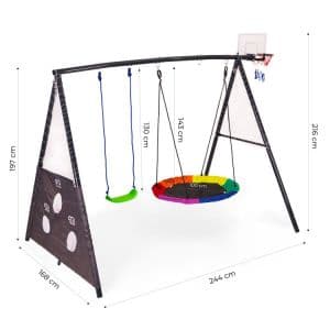 Plac zabaw dla dzieci huśtawka ogrodowa 4w1 bocianie gniazdo kosz 2 piłki ECOTOYS