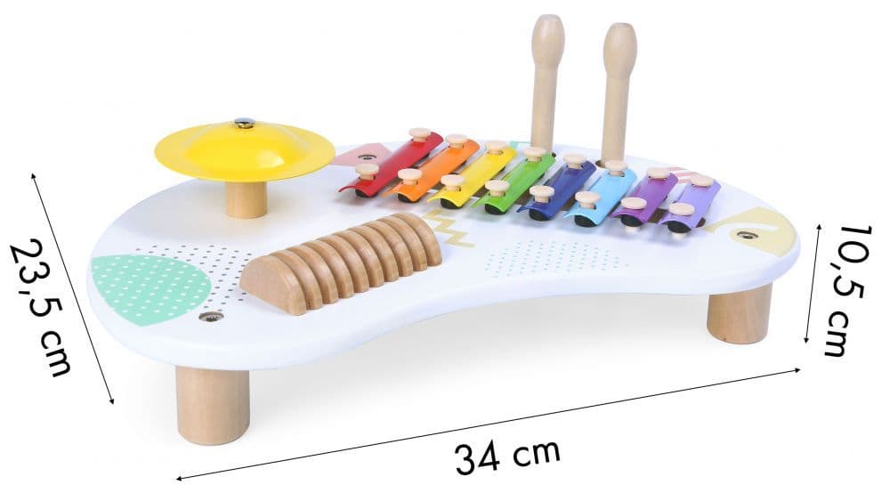 Stolik z instrumentami stół muzyczny cymbałki perkusja +18m ECOTOYS