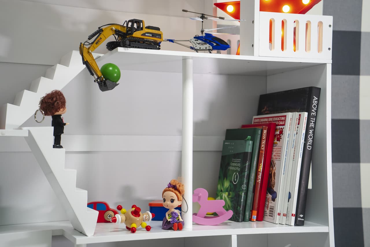 Regał na książki dla dzieci półka domek na zabawki 2w1 lulilo calla 116cm XXL