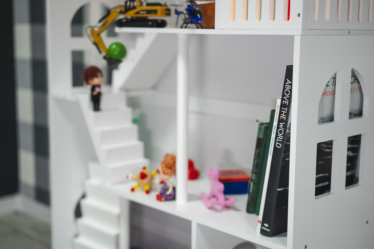 Regał na książki dla dzieci półka domek na zabawki 2w1 lulilo calla 116cm XXL