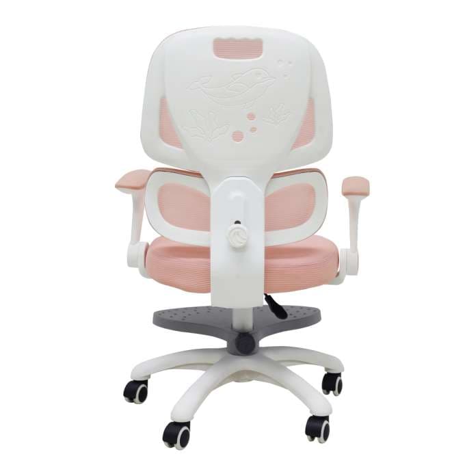 Krzesło do biurka dla dziecka ergonomiczne obrotowe z podnóżkiem różowe