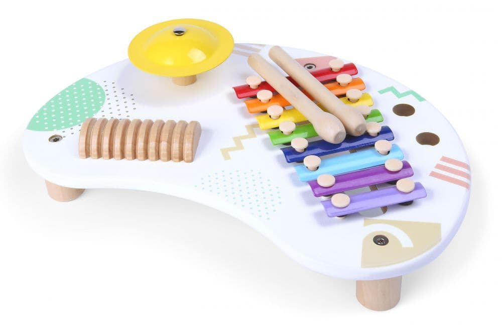 Stolik z instrumentami stół muzyczny cymbałki perkusja +18m ECOTOYS