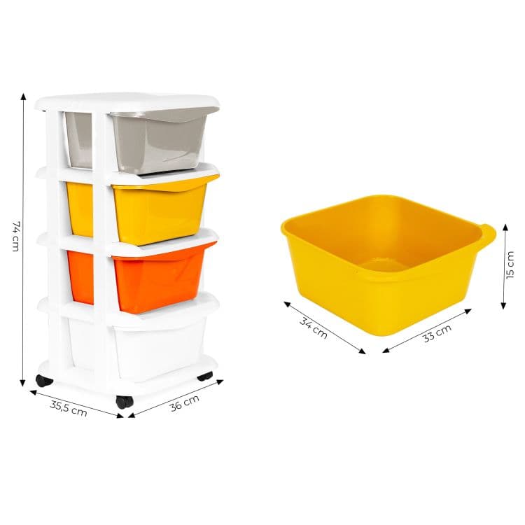 Regał organizer z 4 wysuwanymi szufladami plastik ModernHome