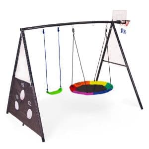 Plac zabaw dla dzieci huśtawka ogrodowa 4w1 bocianie gniazdo kosz 2 piłki ECOTOYS