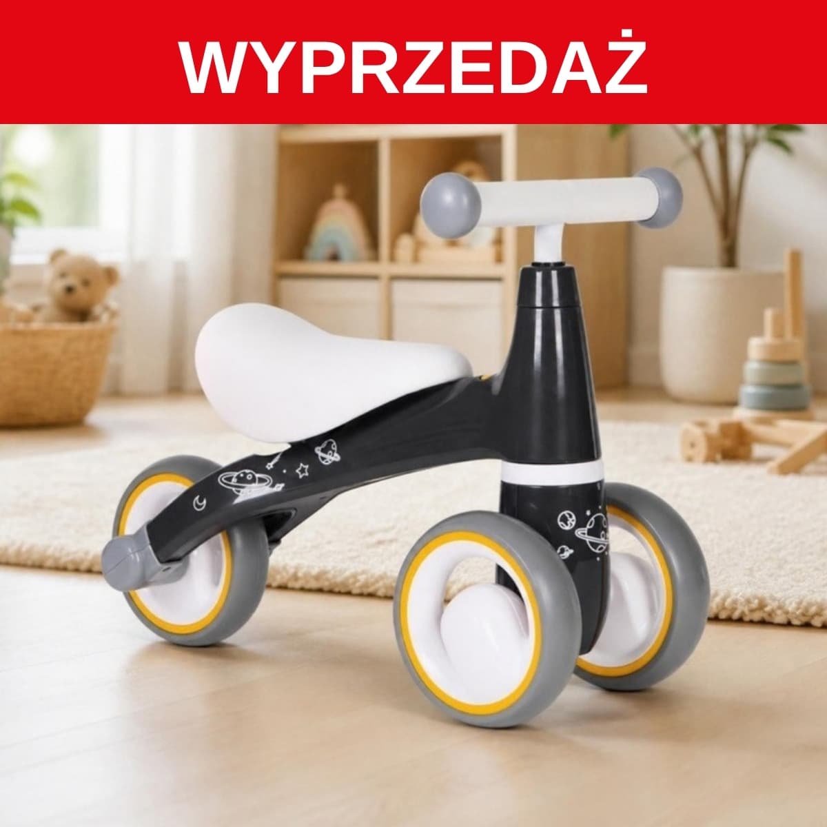 Rowerek biegowy dla dzieci bezpieczna konstrukcja koła EVA "Kosmiczny" ECOTOYS