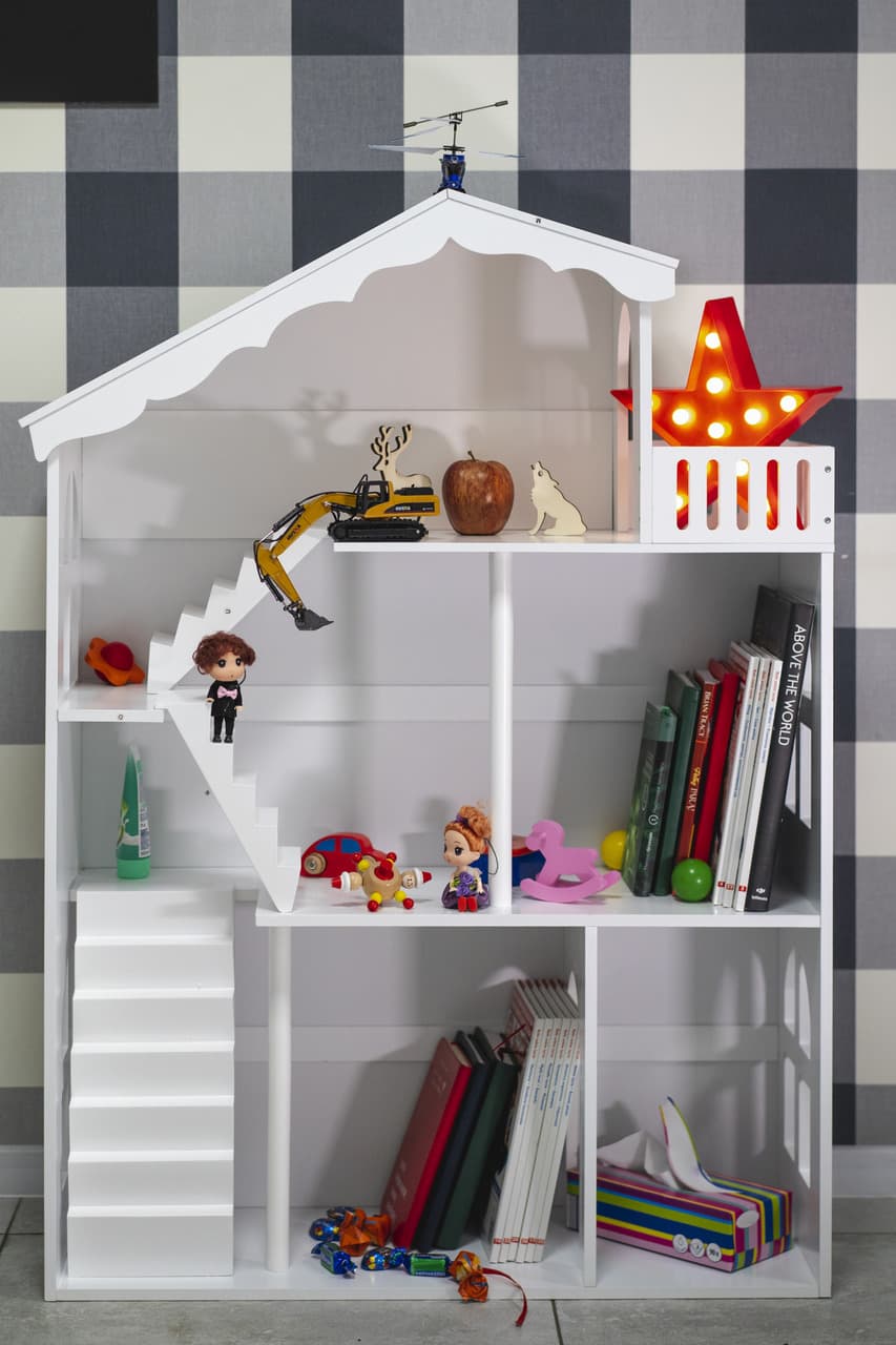 Regał na książki dla dzieci półka domek na zabawki 2w1 lulilo calla 116cm XXL