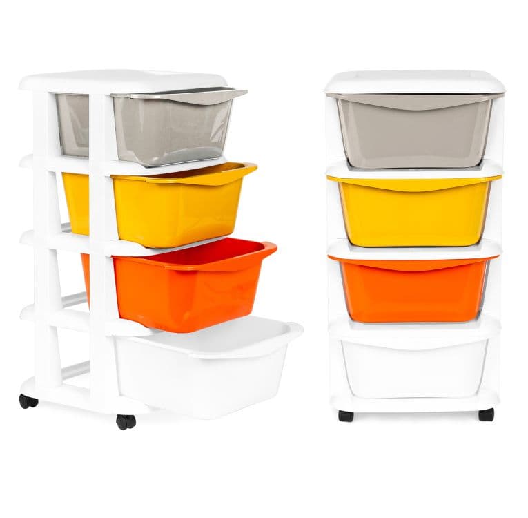 Regał organizer z 4 wysuwanymi szufladami plastik ModernHome