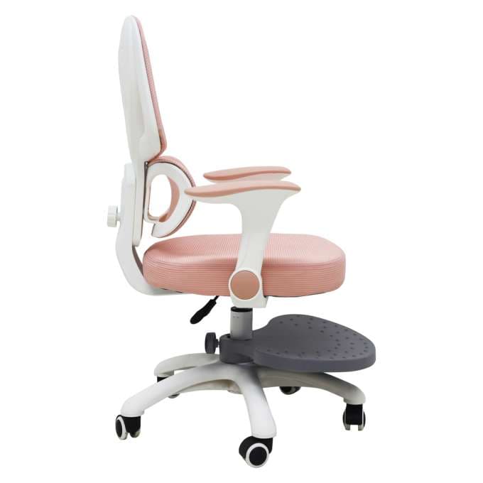 Krzesło do biurka dla dziecka ergonomiczne obrotowe z podnóżkiem różowe