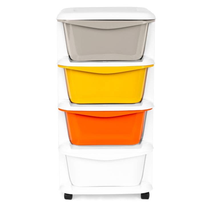 Regał organizer z 4 wysuwanymi szufladami plastik ModernHome