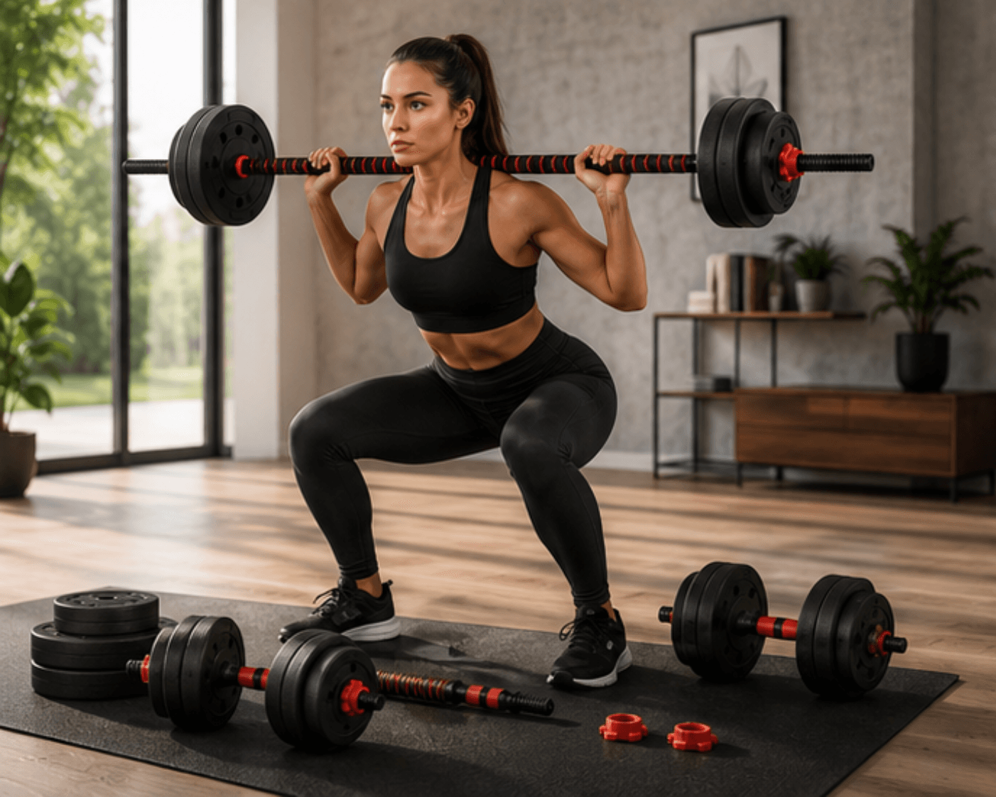 Hantle regulowane 2x15 kg sztanga zestaw 30 kg gryf MOVEPRO