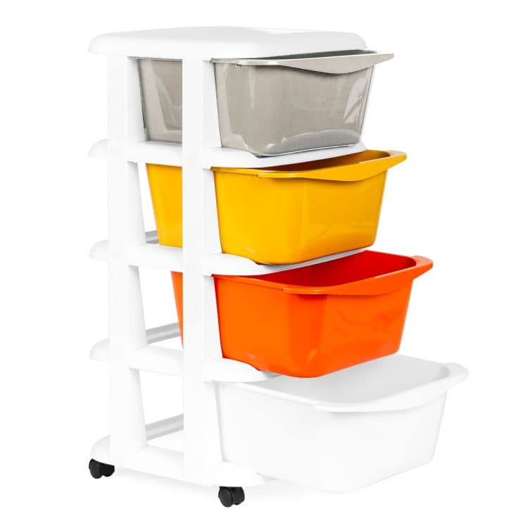 Regał organizer z 4 wysuwanymi szufladami plastik ModernHome