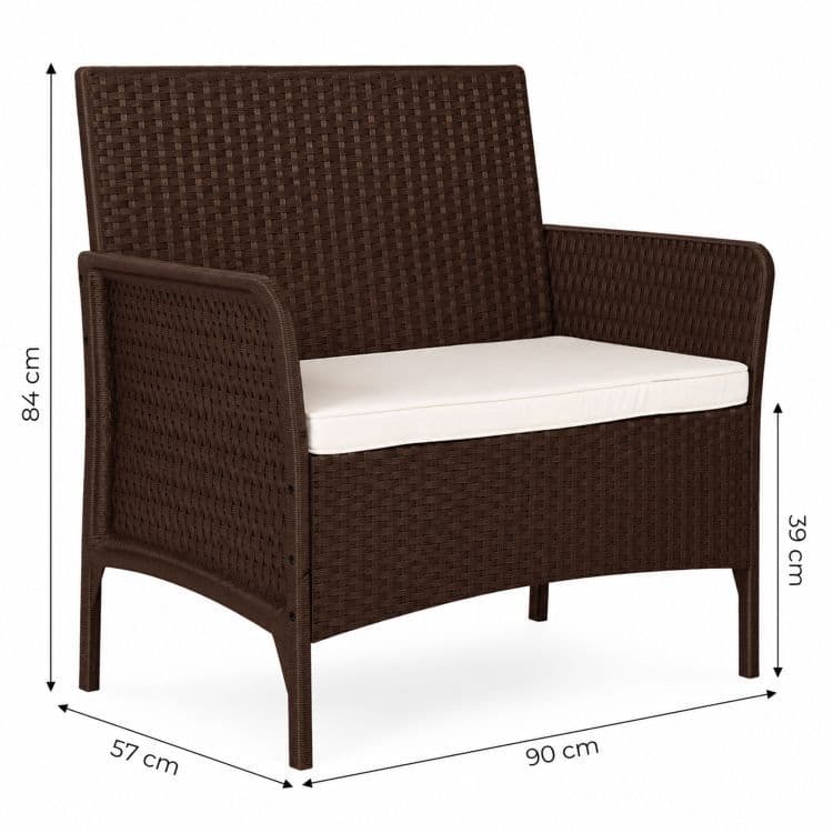 Sofa ogrodowa dwuosobowa z poduszką ławka na balkon taras ogród brązowa MultiGarden
