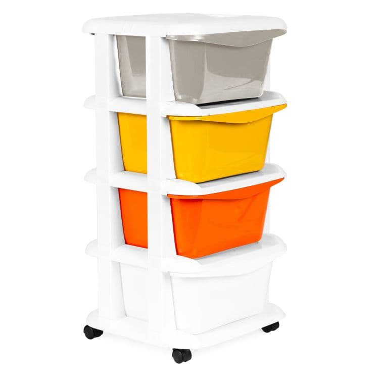 Regał organizer z 4 wysuwanymi szufladami plastik ModernHome