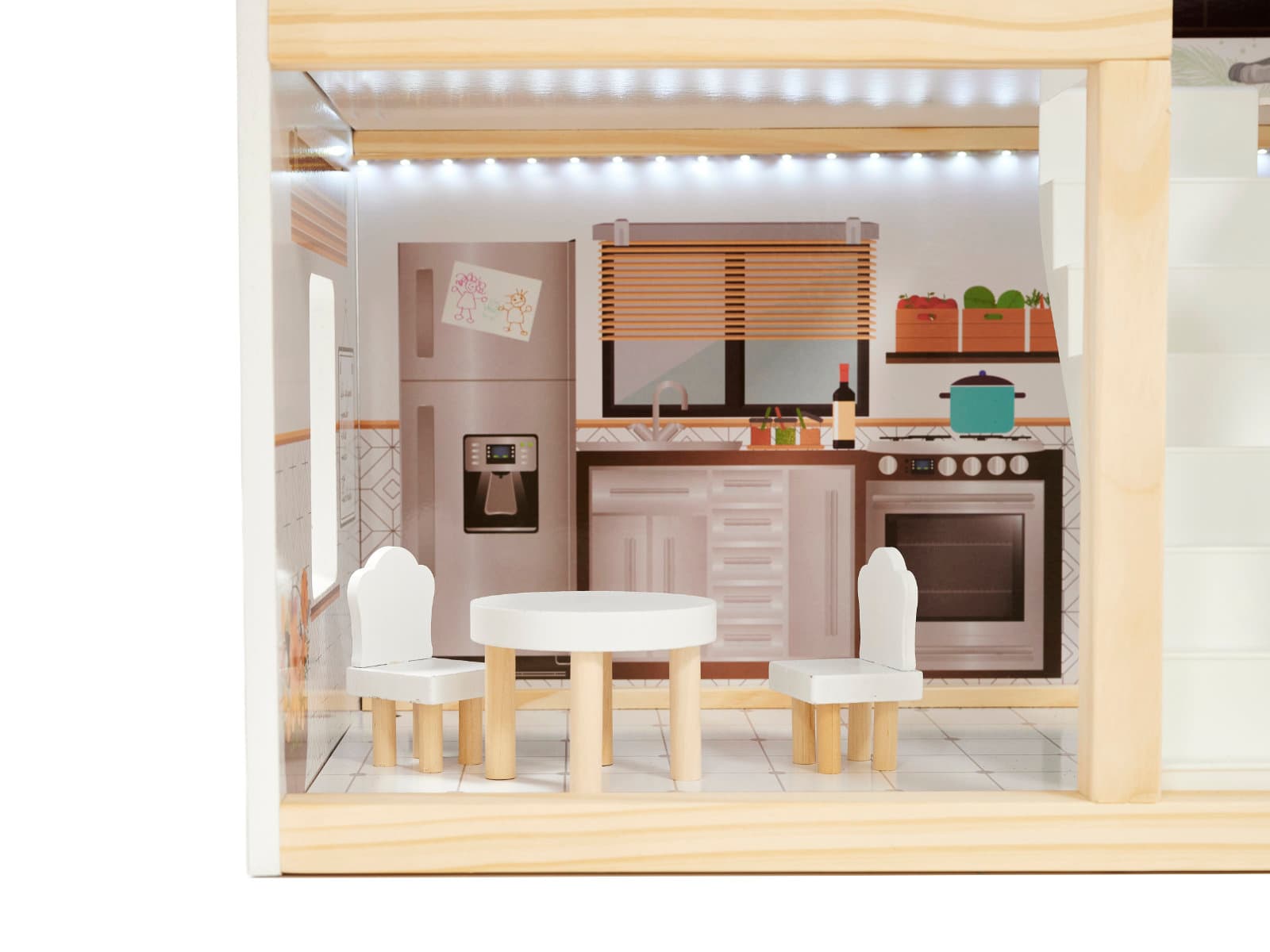DOMEK DLA LALEK DREWNIANY LULILO FLORO BOHO LED 78CM